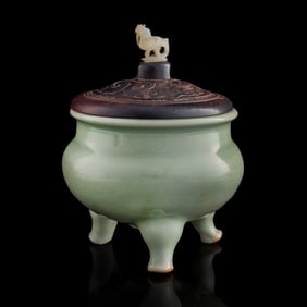 A Chinese Longquan tripod incense burner, Ming dynasty
