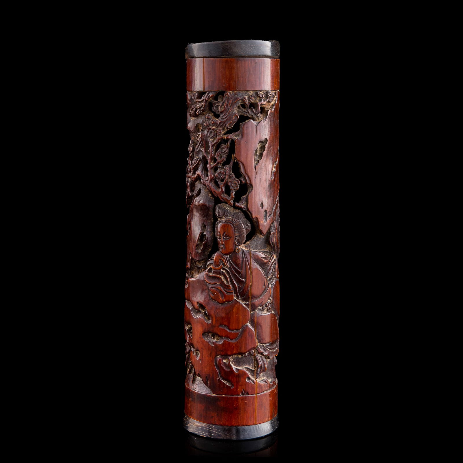 A Chinese carved bamboo incense holder, late 18th century (1 of 8)