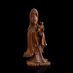 A Chinese boxwood figure of Guanyin, 19th century
