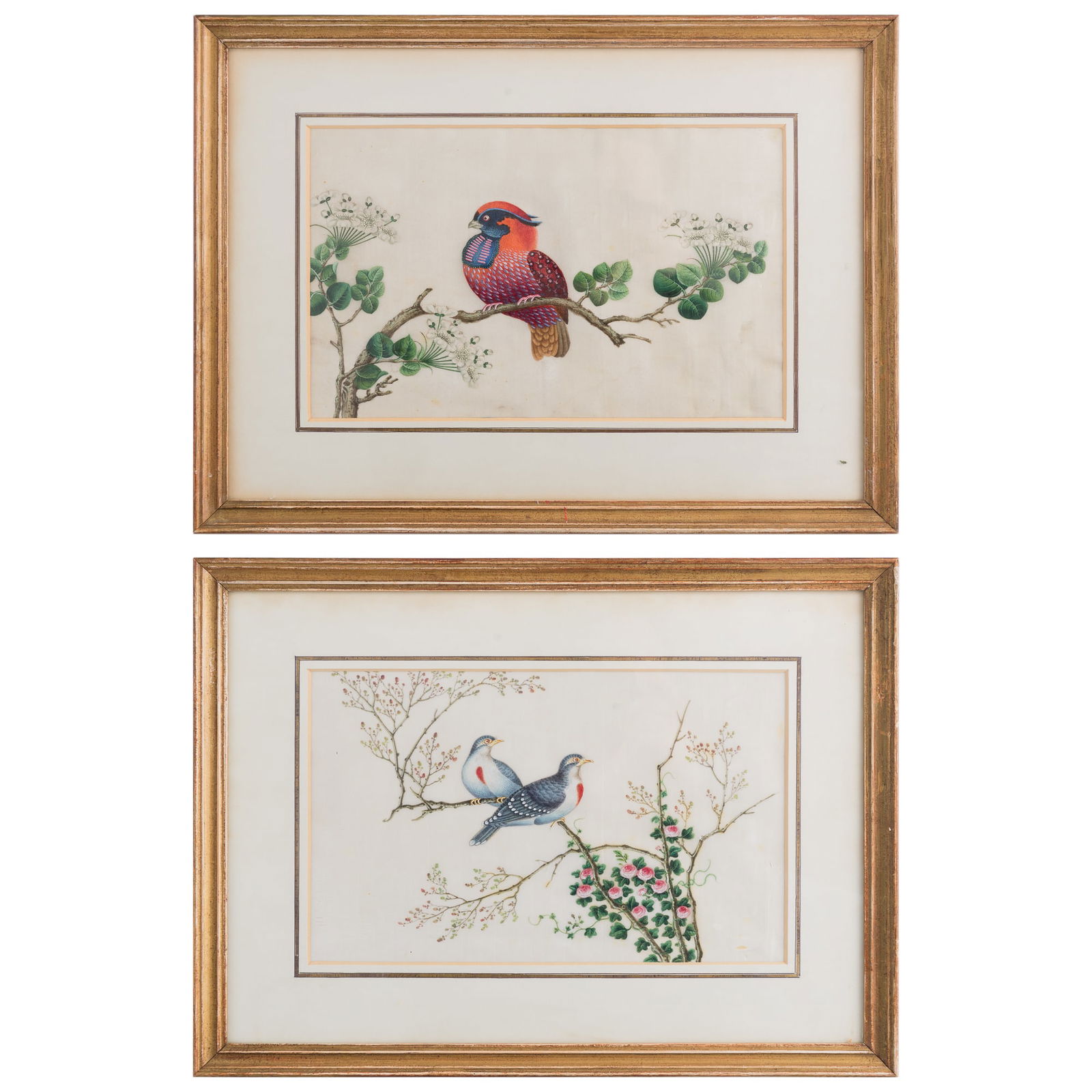 Two Chinese export rice paper paintings, late Qing dynasty (1 of 8)