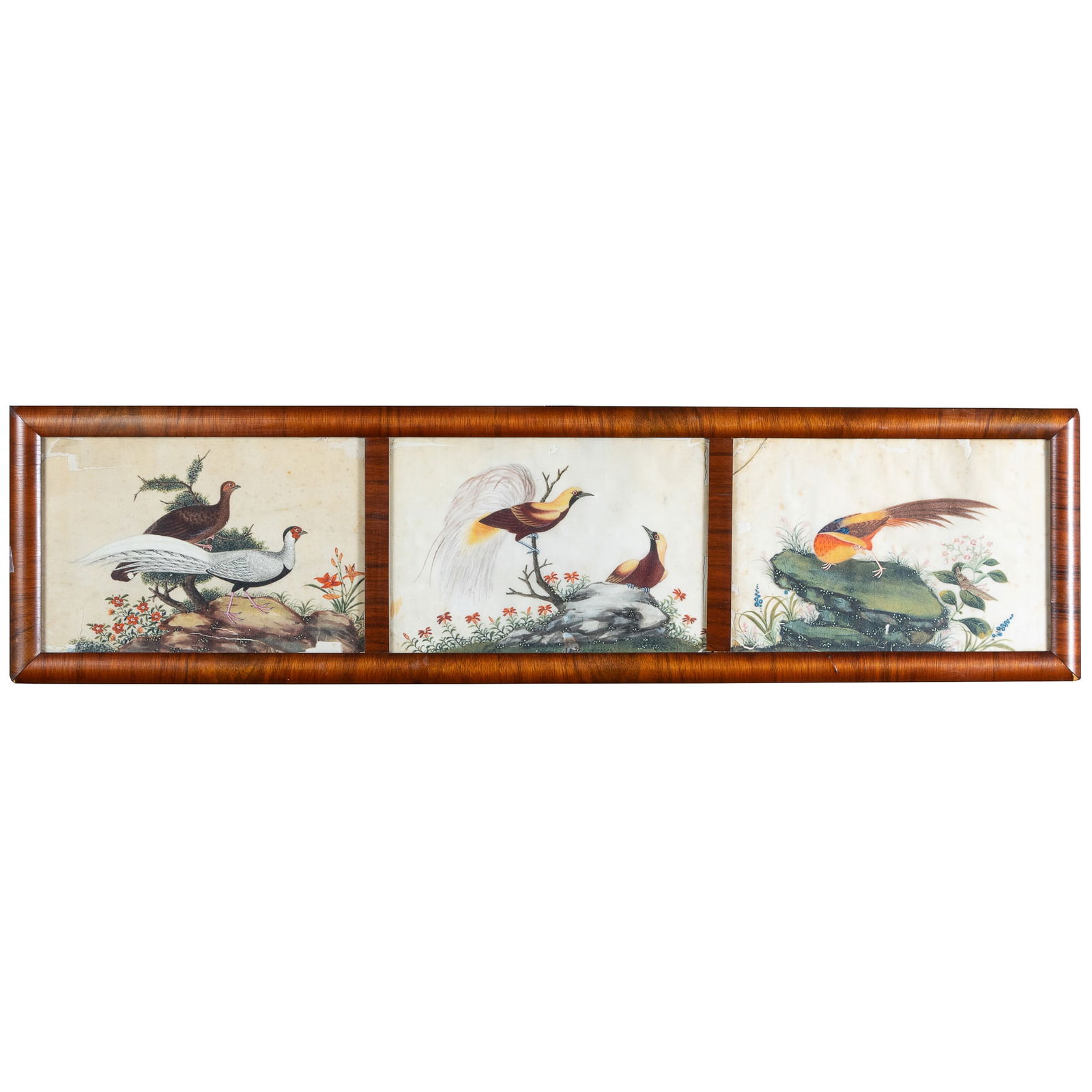 A set of three Chinese export rice paper paintings, 19th century (1 of 4)