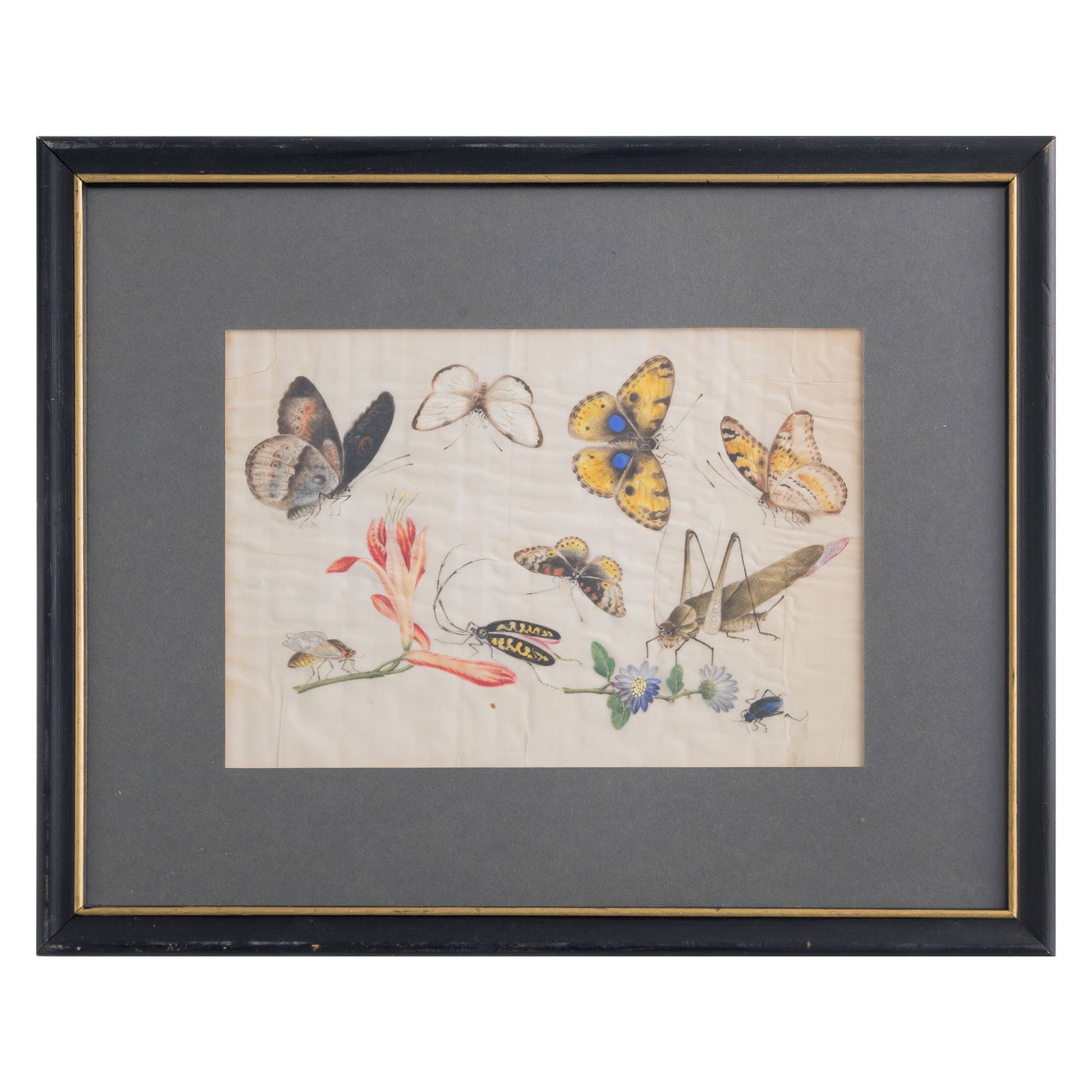 A Chinese rice paper painting, late Qing dynasty (1 of 6)