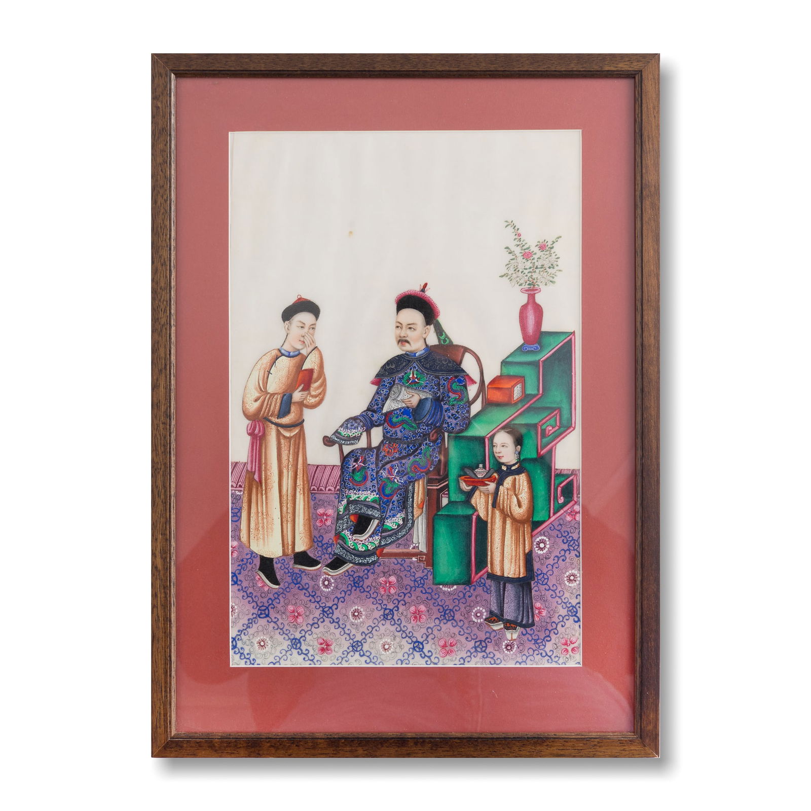 A Chinese export 'figure' rice paper painting, 19th century (1 of 6)