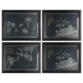 A set of four Chinese mirrored panels, Republic period