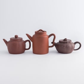 Three Chinese zisha teapots, Republic period