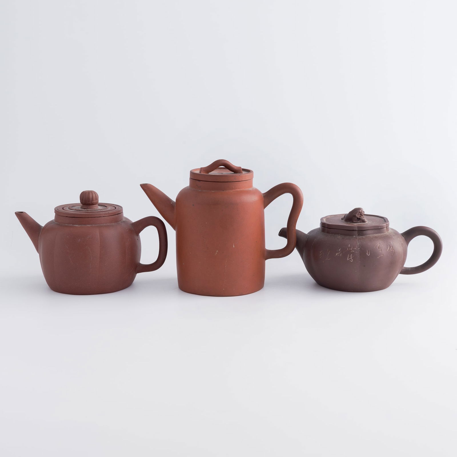 Three Chinese zisha teapots, Republic period (1 of 12)