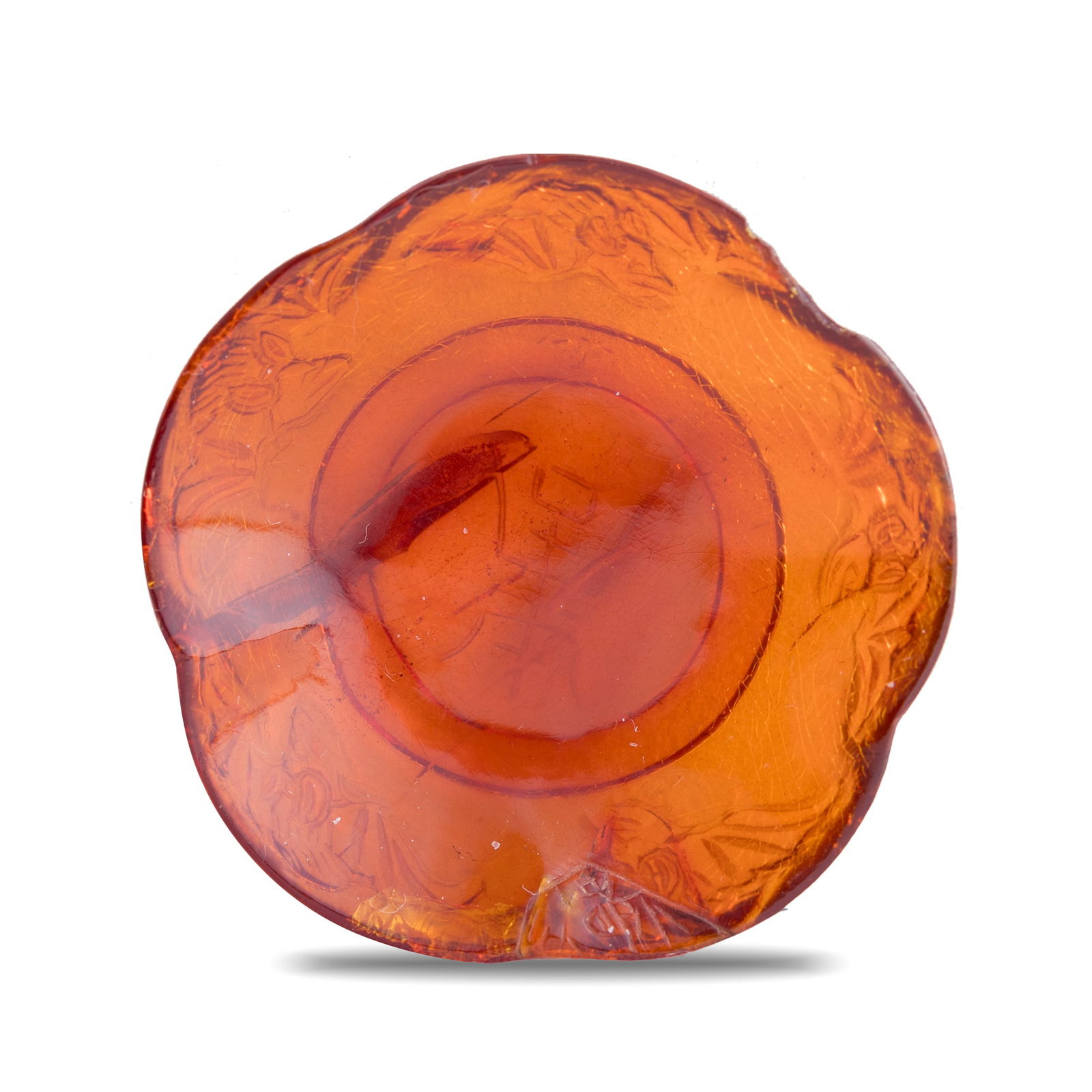 A Chinese amber flower-shaped snuff dish, Qing dynasty (1 of 5)