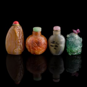 Four Chinese snuff bottles, Qing dynasty