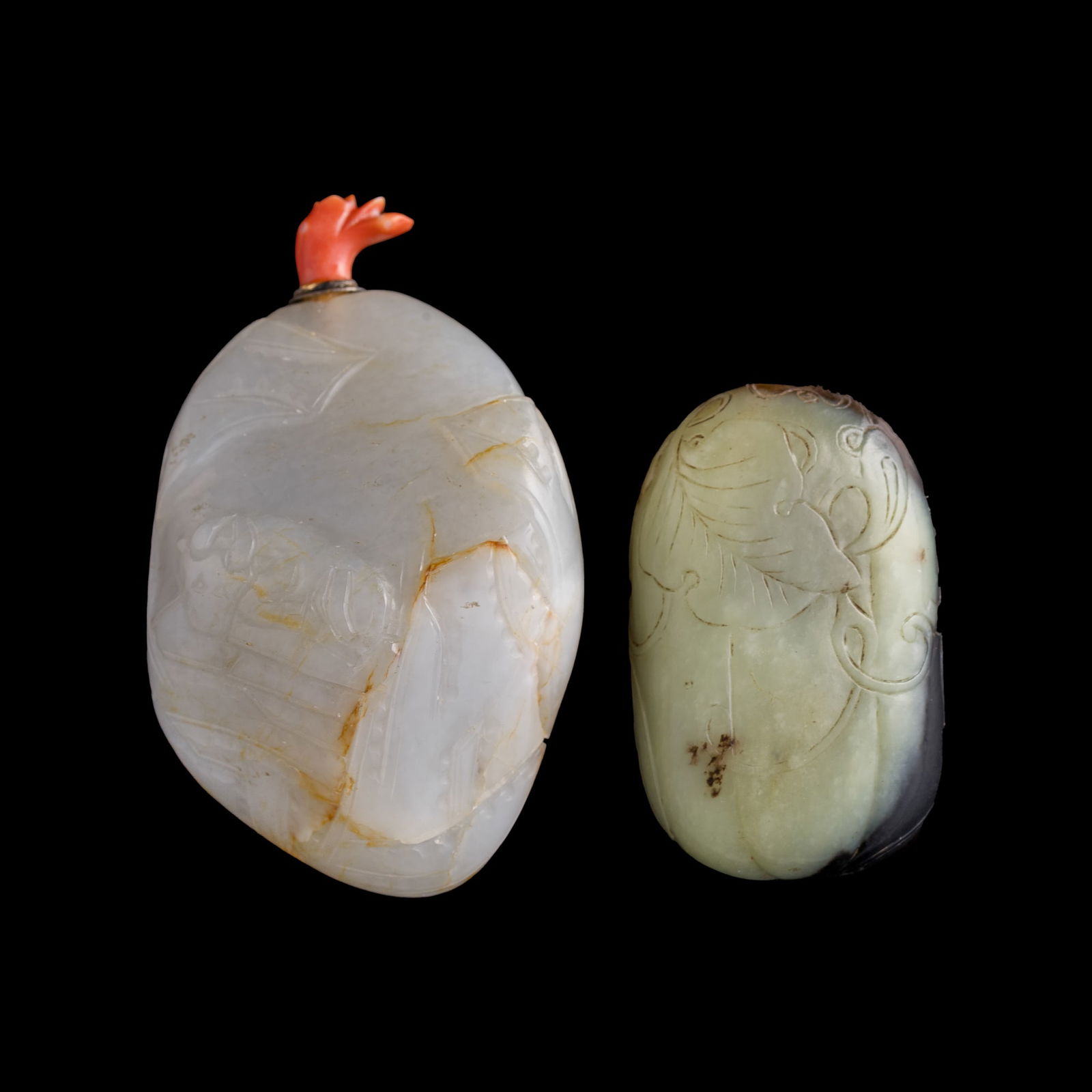 Two carved jade snuff bottles, 18th/19th century (1 of 8)