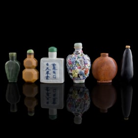 Six Chinese snuff bottles, Qing dynasty