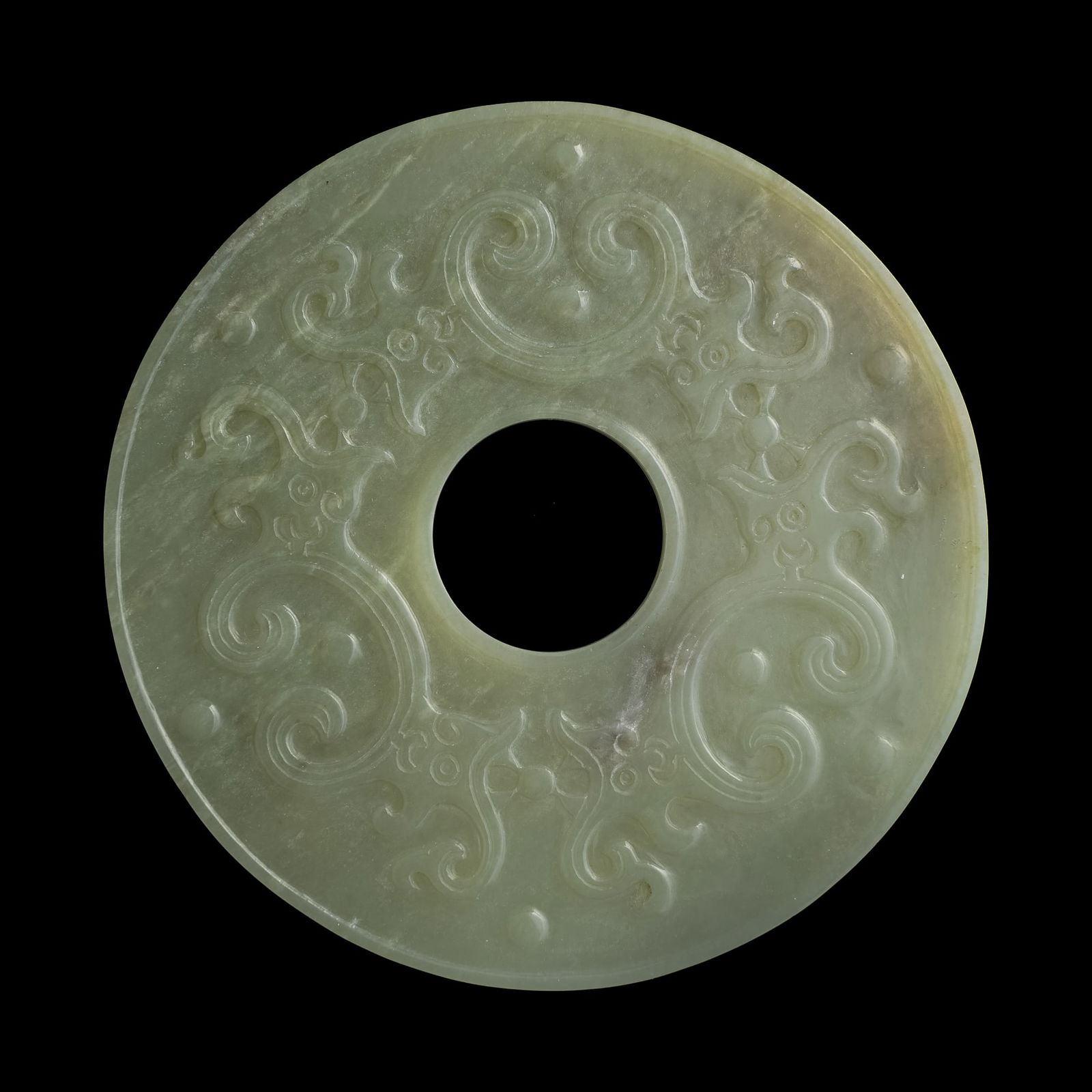 A Chinese white jade bi disc, 18th century (1 of 6)