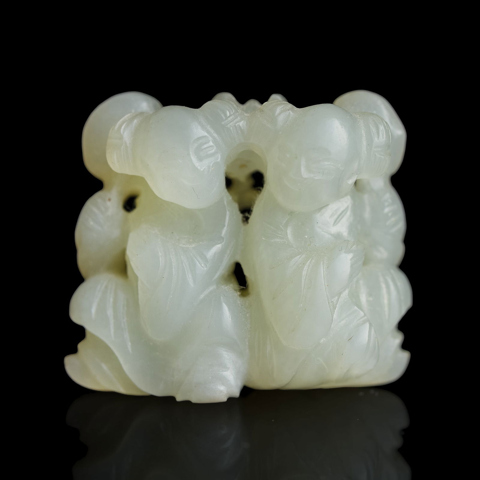 A Chinese white jade pendant of Hehe Erxian, early 19th century (1 of 6)