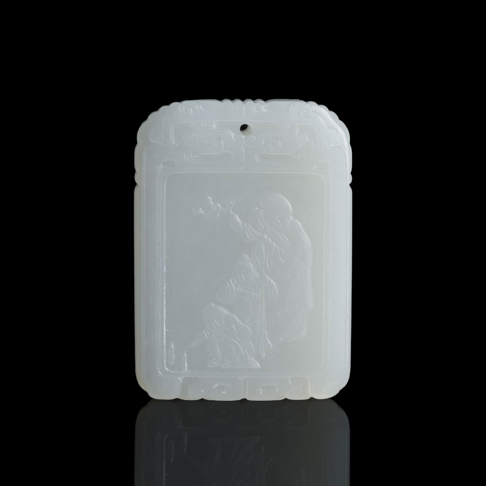 A Chinese white jade plaque, Qianlong period, Qing dynasty (1 of 8)