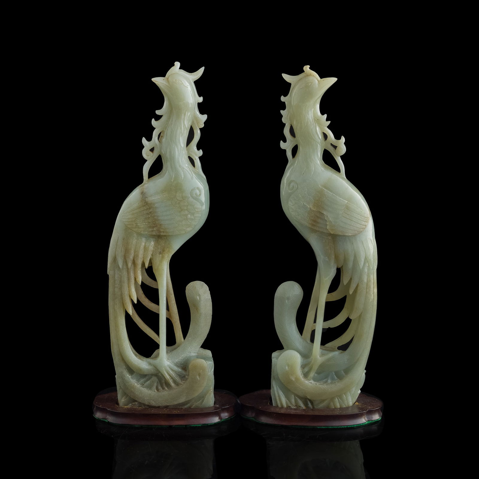 A pair of Chinese jade carvings of phoenix, 19th century (1 of 7)