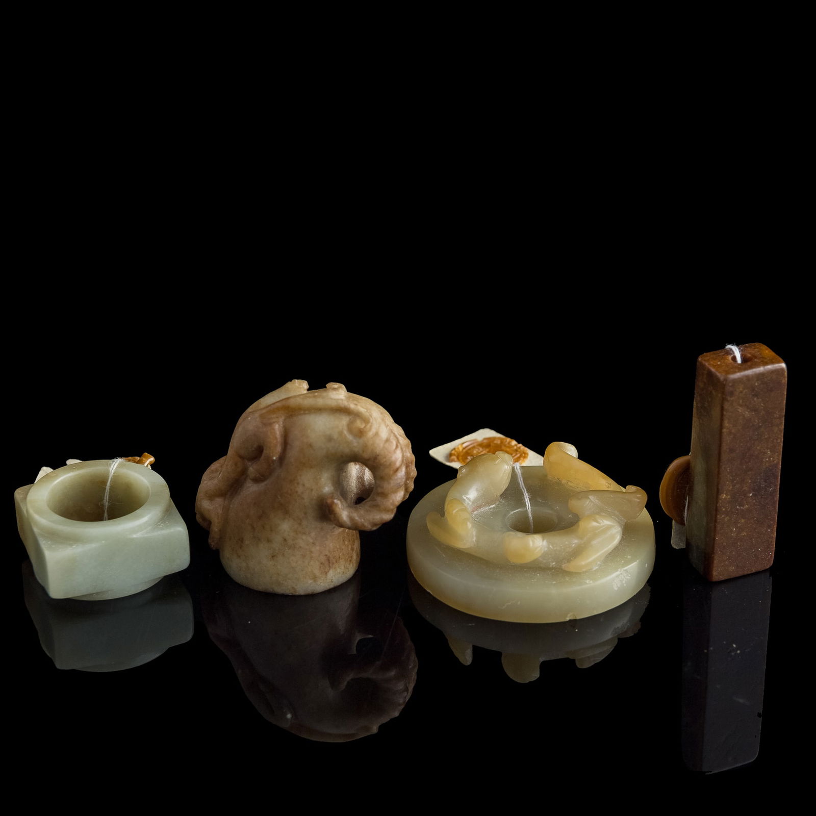 Four assorted Chinese jade carvings, Ming dynasty or earlier (1 of 11)