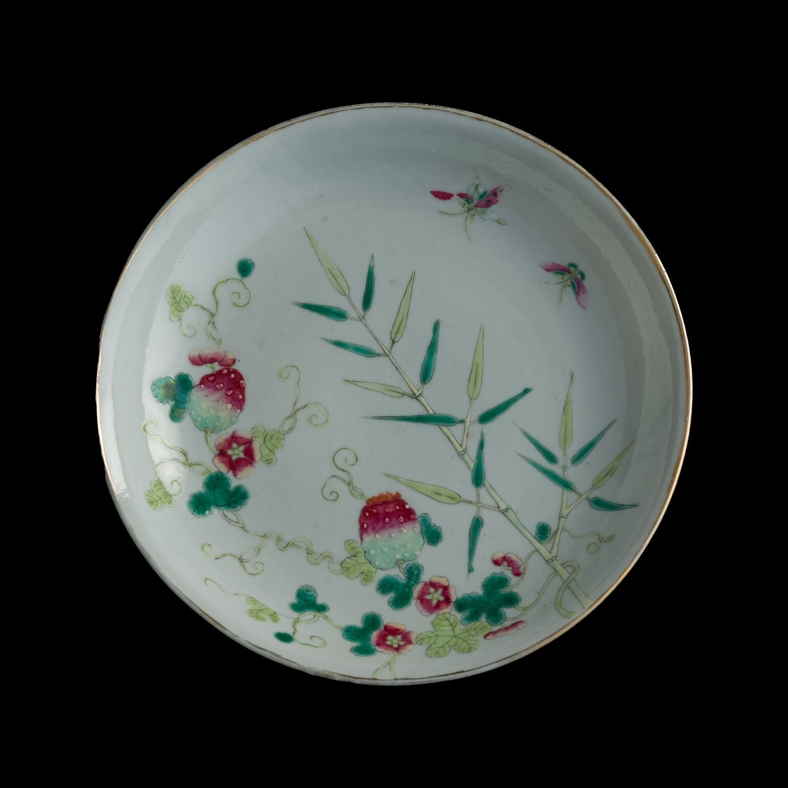 A Chinese famille rose 'melon' plate, Xuantong period, Qing dynasty (1 of 7)