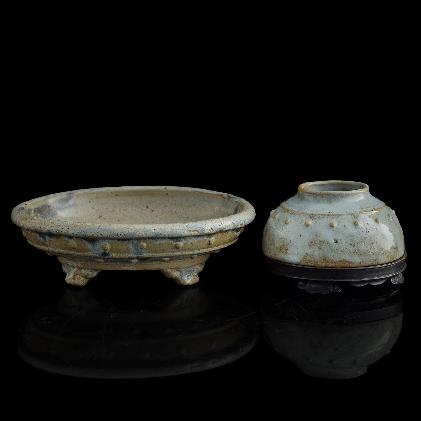 A Chinese Shiwan ware washer and a moon-white-glazed water coupe, Ming dynasty or earlier (1 of 9)