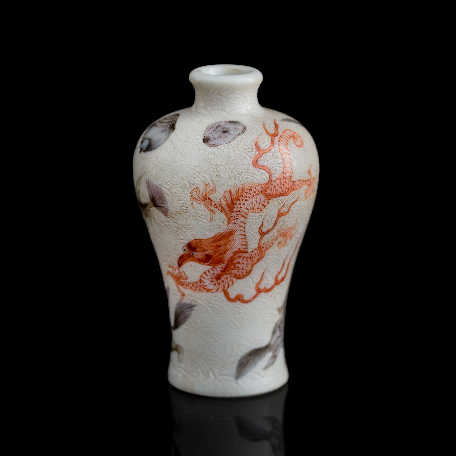 A Chinese sgraffito-ground famille rose miniature meiping, 19th century: A Chinese sgraffito-ground famille rose miniature meiping 19th century H: 2 3/4, Dia: 1 1/2 in. (H: 7, Dia: 3.8 cm.) Mrs. Inn, Honolulu, Hawaii. Inherited from her father, Henry Inn, and her grandfath