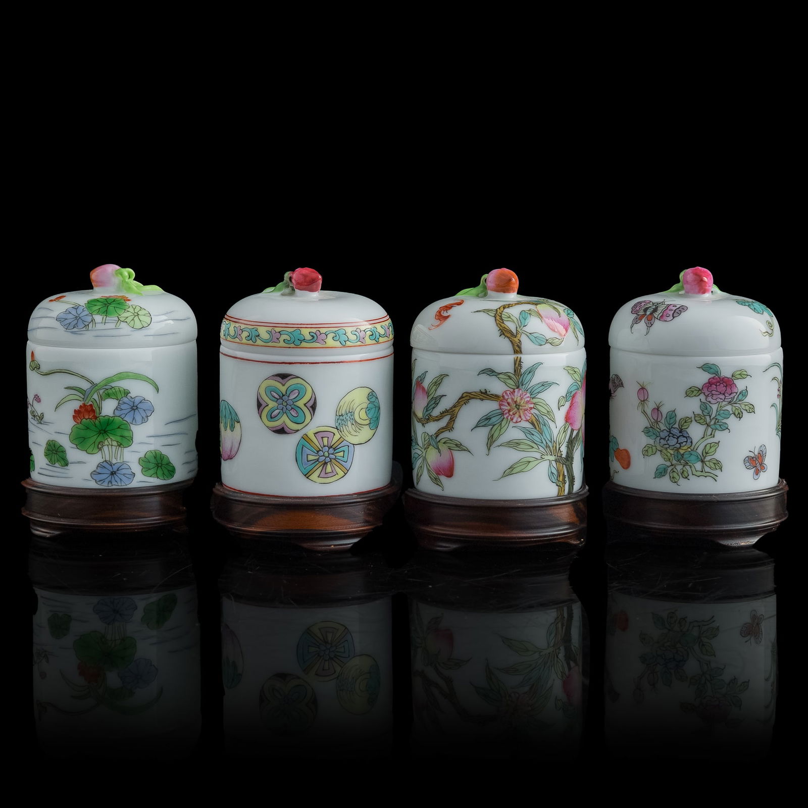 A set of four Chinese famille rose wine-warming cups, from Xiaofang kiln, contemporary (1 of 11)