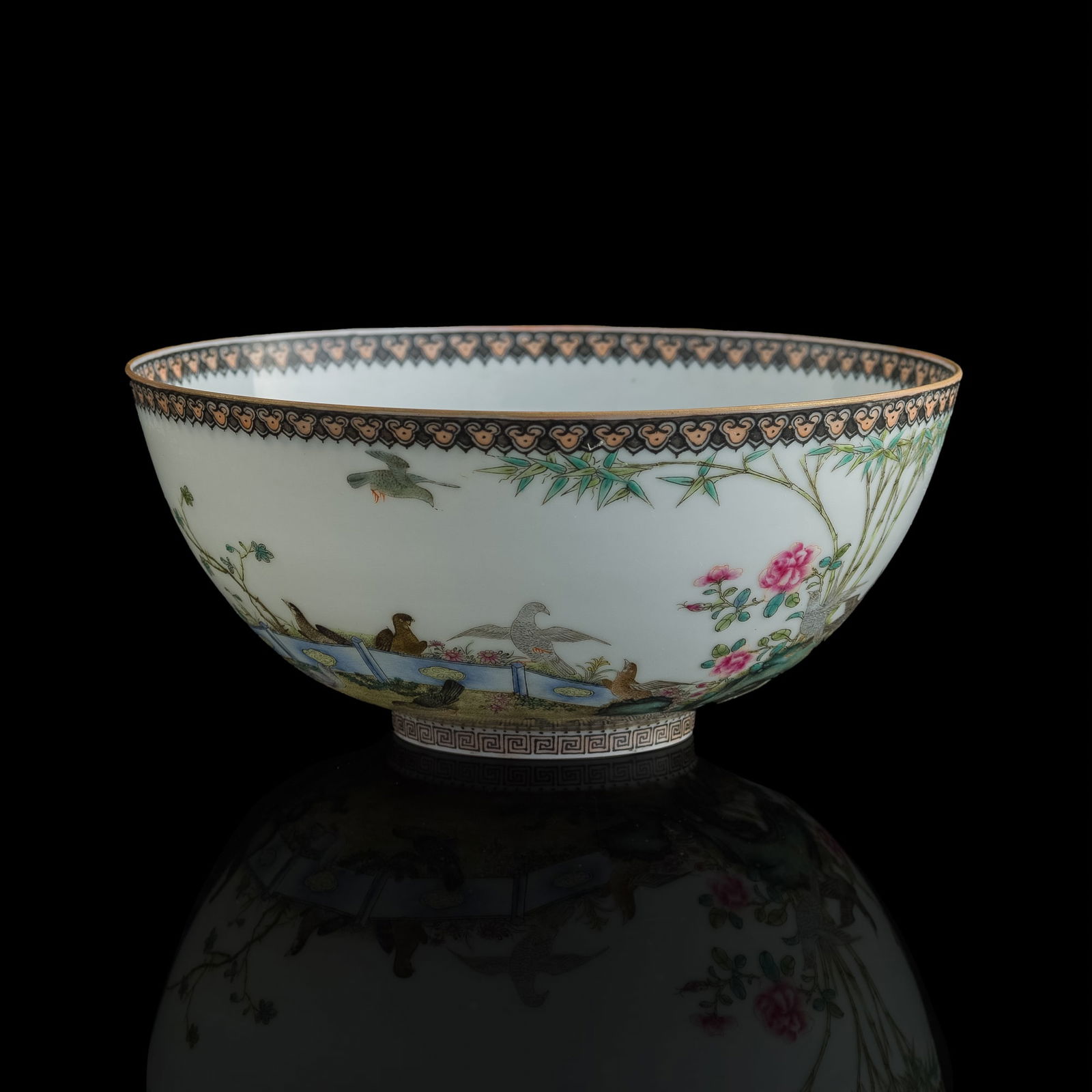 A Chinese falangcai-style 'flower and bird' eggshell bowl, Republic period (1 of 13)
