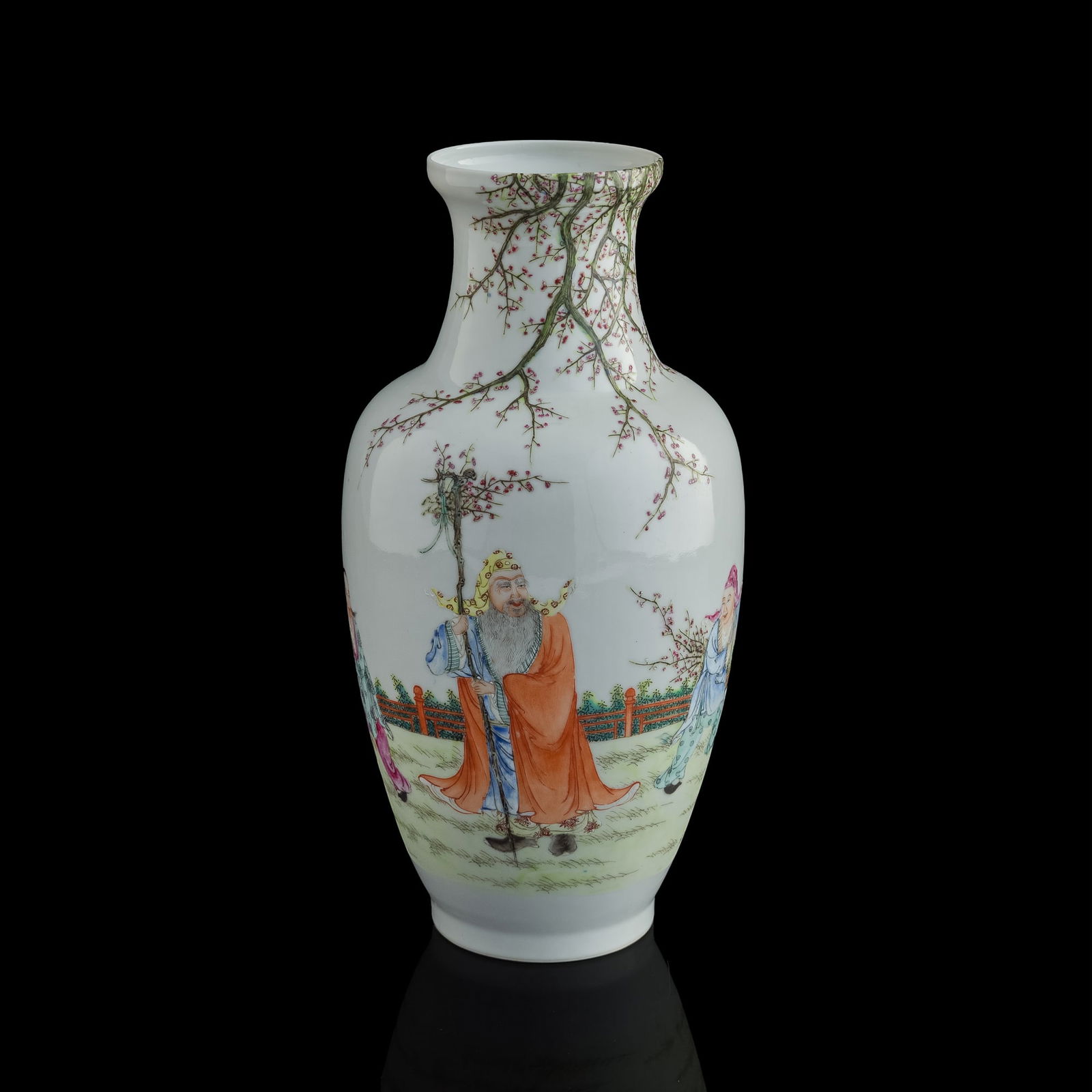 A Chinese famille rose 'figural' and 'plum blossom' vase, Republic period (1 of 9)