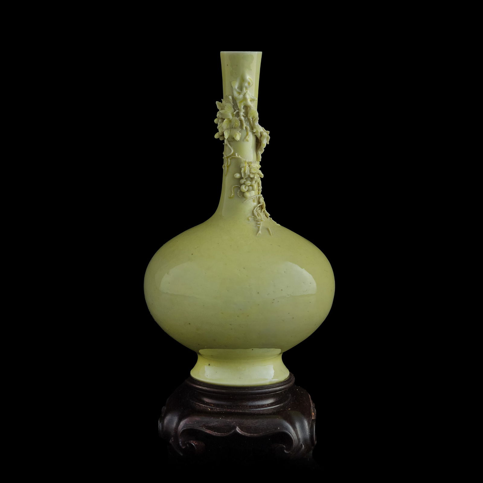 A Chinese yellow-glazed carved porcelain vase, 19th century (1 of 11)