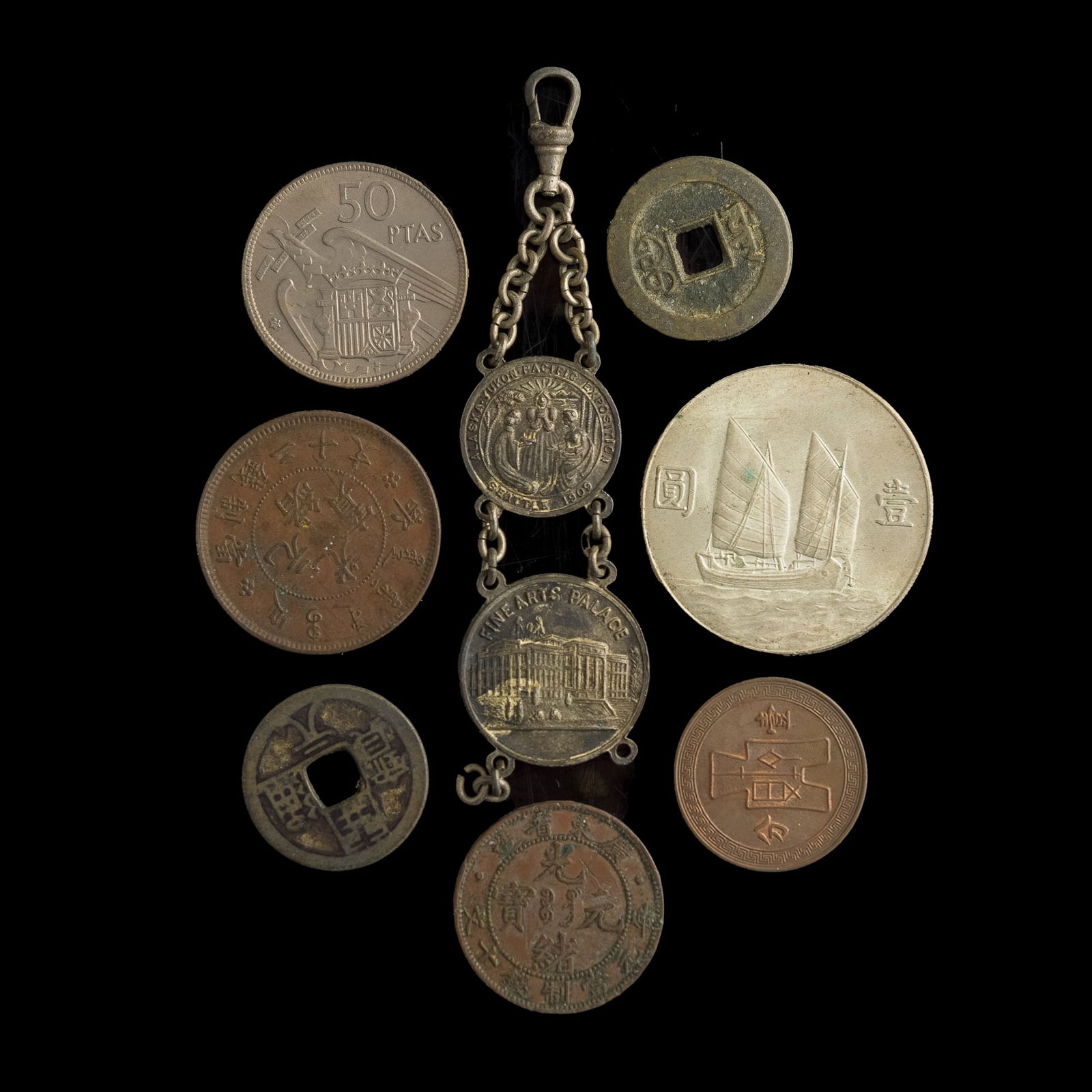 Nine assorted Chinese and foreign coins - 2