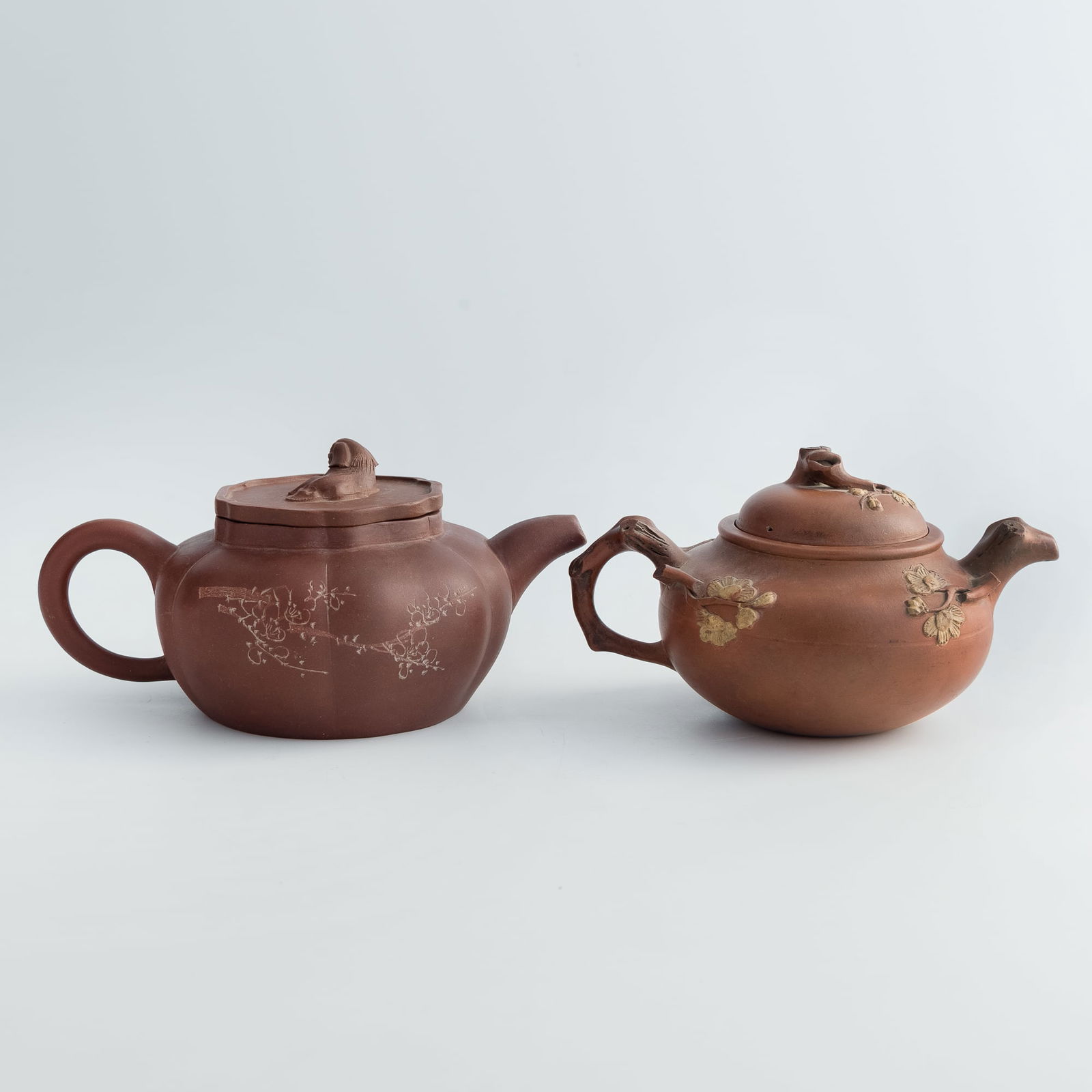 Two Chinese zisha teapots, Qing dynasty/Republic period (1 of 10)