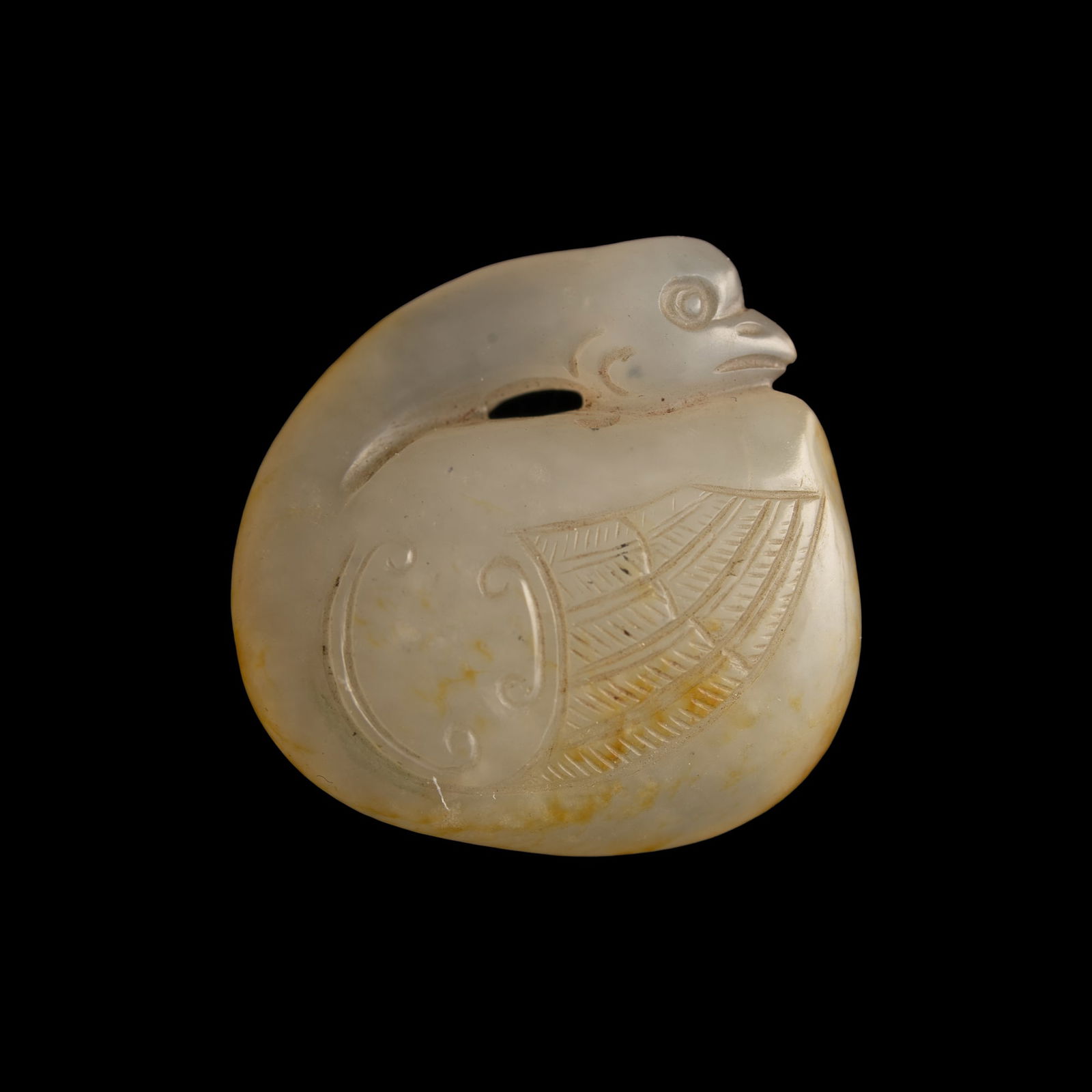 A Chinese jade pendant of a goose, Ming dynasty or earlier (1 of 5)