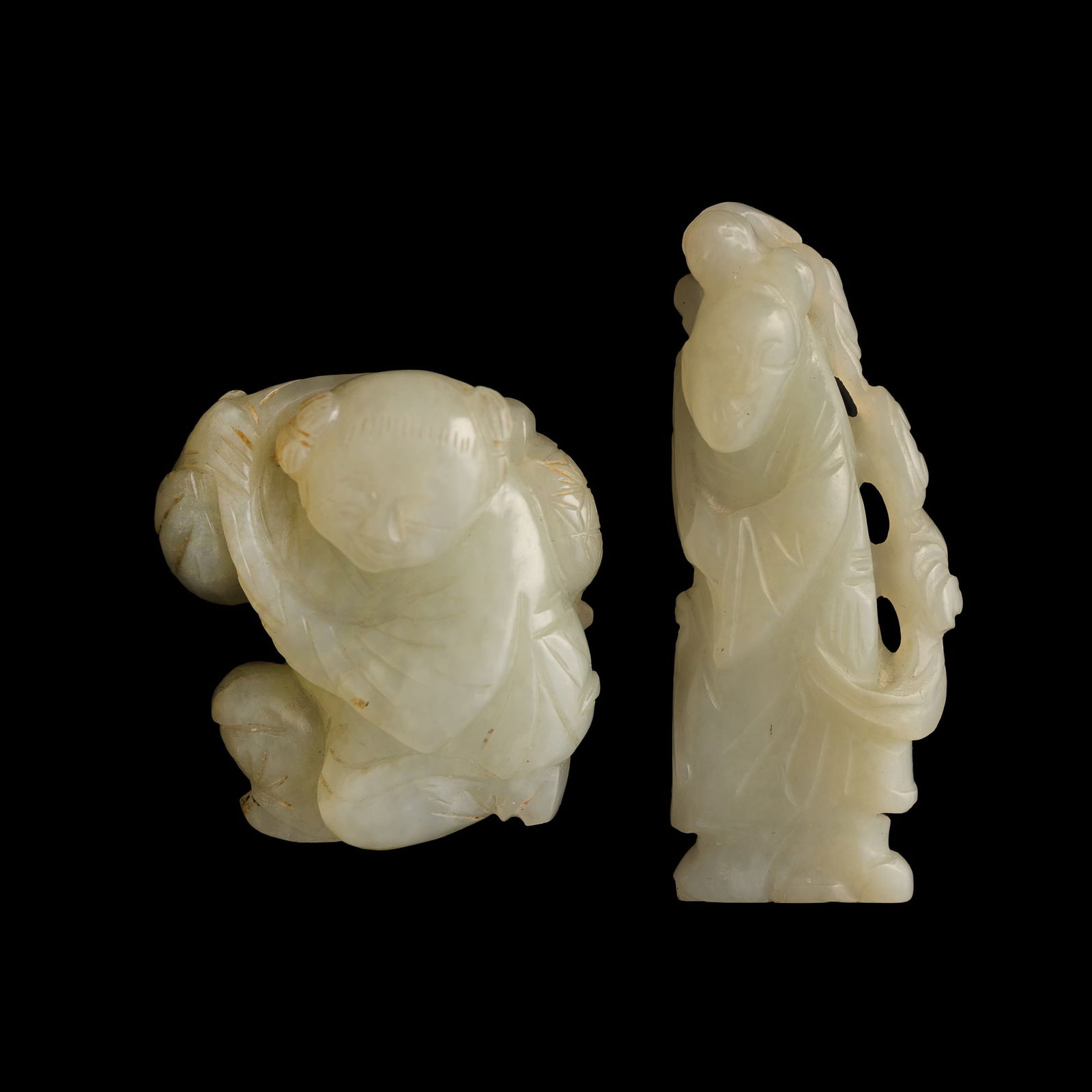 Two Chinese white jade pendants of boys, 18th century (1 of 8)