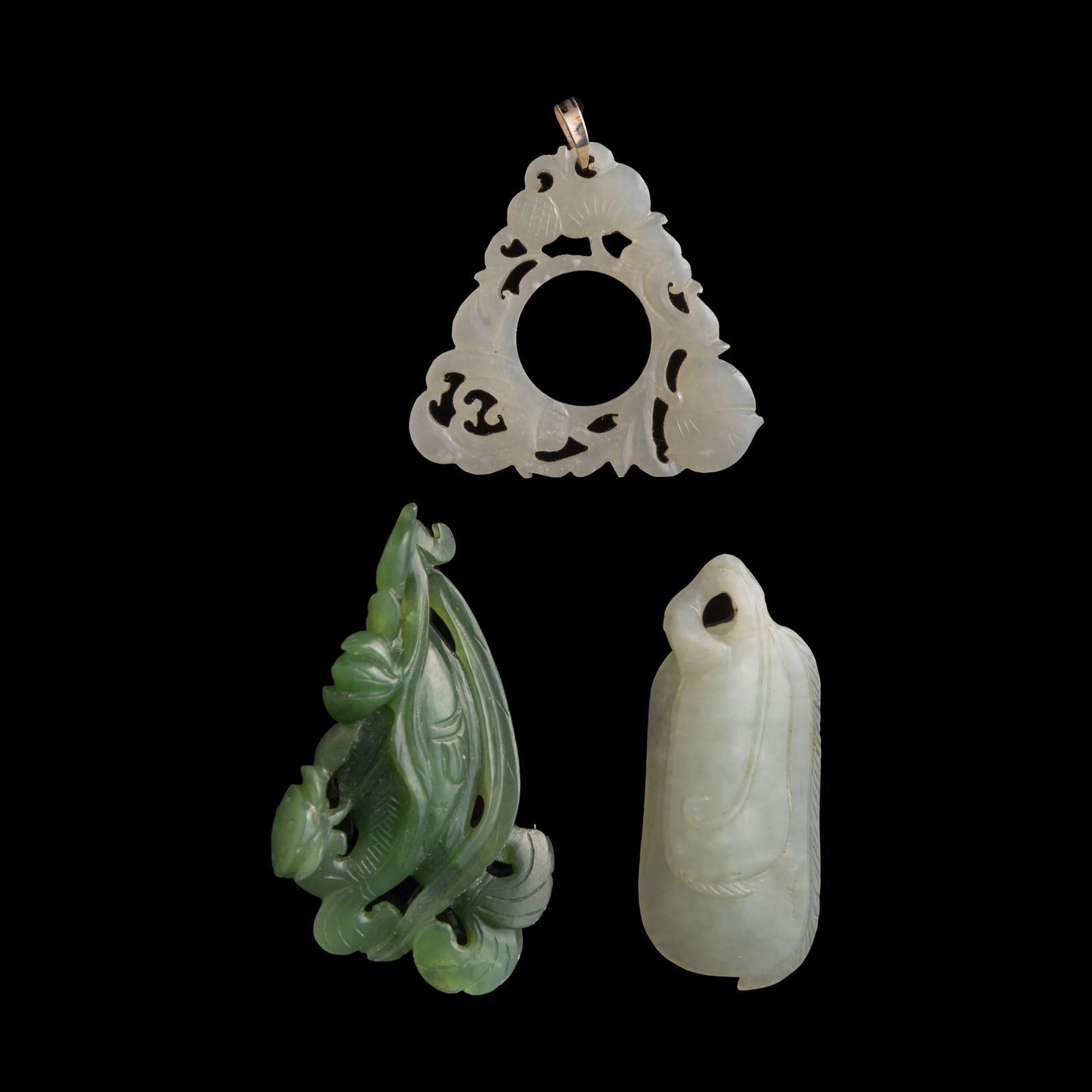 Three assorted Chinese jade carvings, Ming/Qing dynasty (1 of 9)