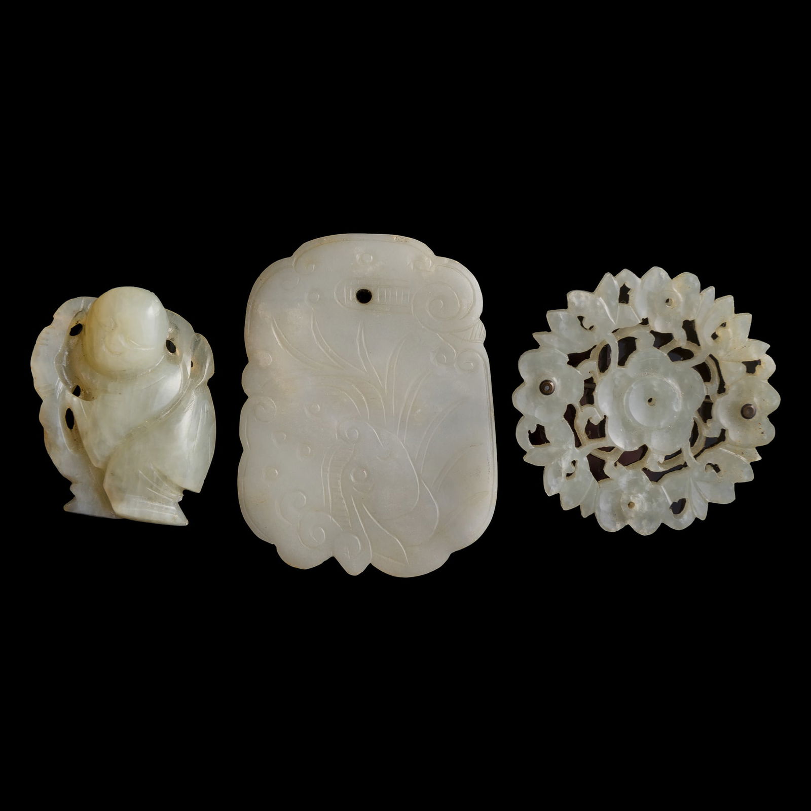 Three assorted Chinese jade carvings, Ming/Qing dynasty (1 of 7)