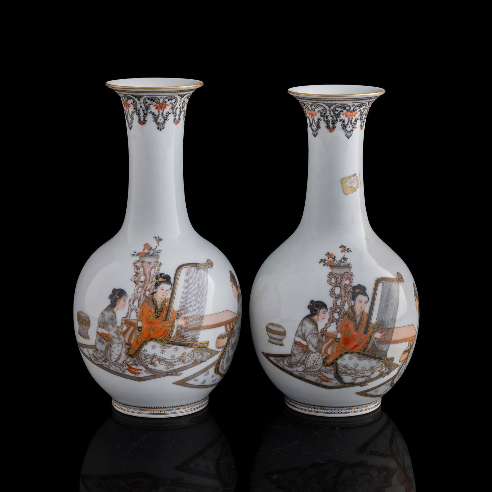A pair of Chinese iron-red and ink-decorated tianqiu vases, 1950s-1960s (1 of 14)