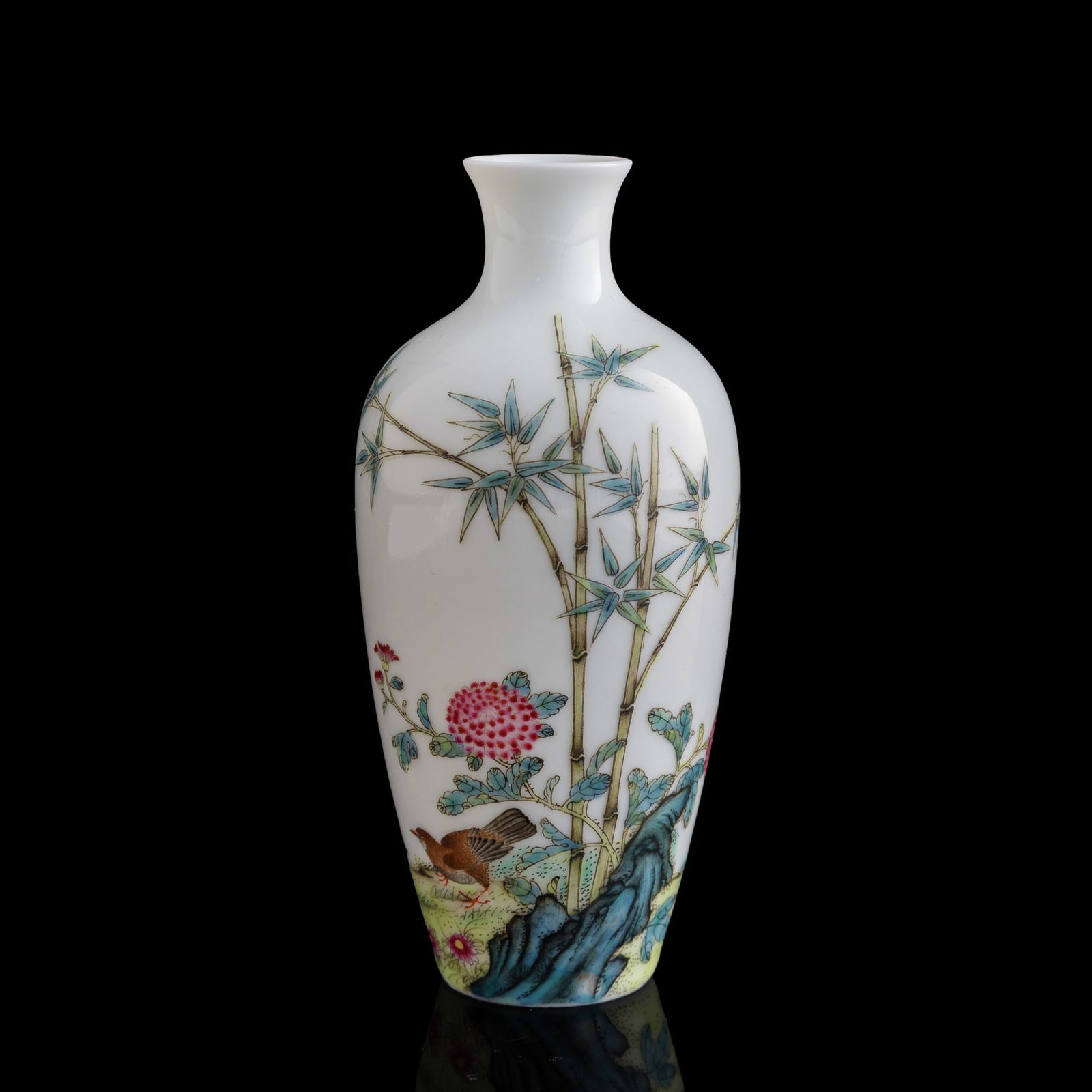 A Chinese famille rose 'flower and bird' vase, Republic period (1 of 11)