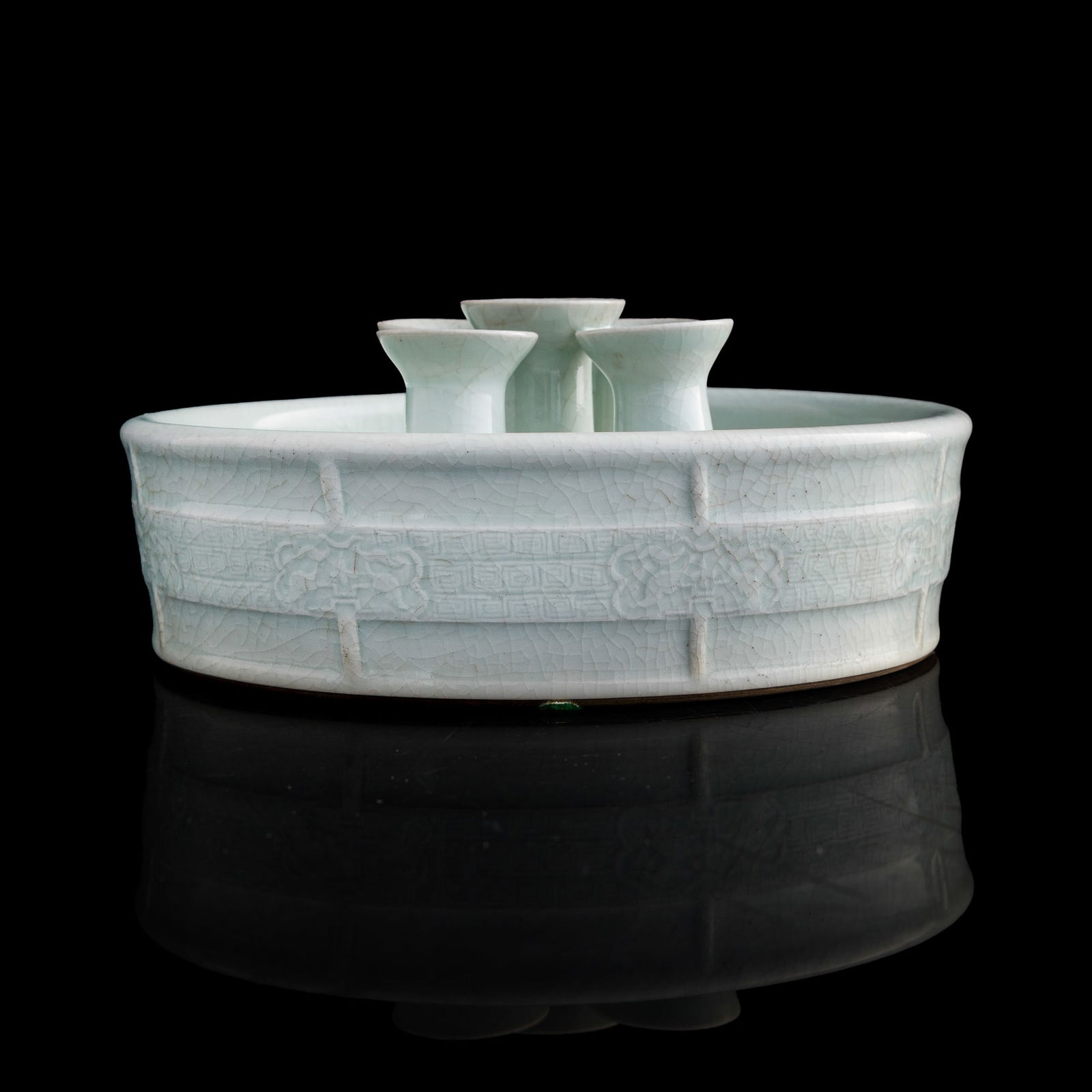 A Chinese Song-style Guan-type five-spout flower holder, Qianlong period, Qing dynasty (1 of 11)