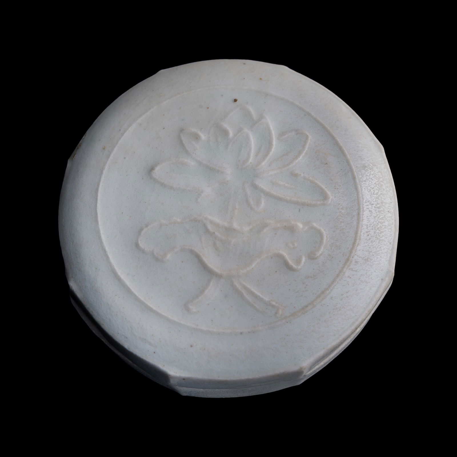 A Chinese white-glazed box, Song dynasty: A Chinese white-glazed box Song dynasty H: 2, Dia: 4 1/8 in. (H: 5.1, Dia: 10.5 cm.) From a private collector in Honolulu, Hawaii. Click here for high resolution