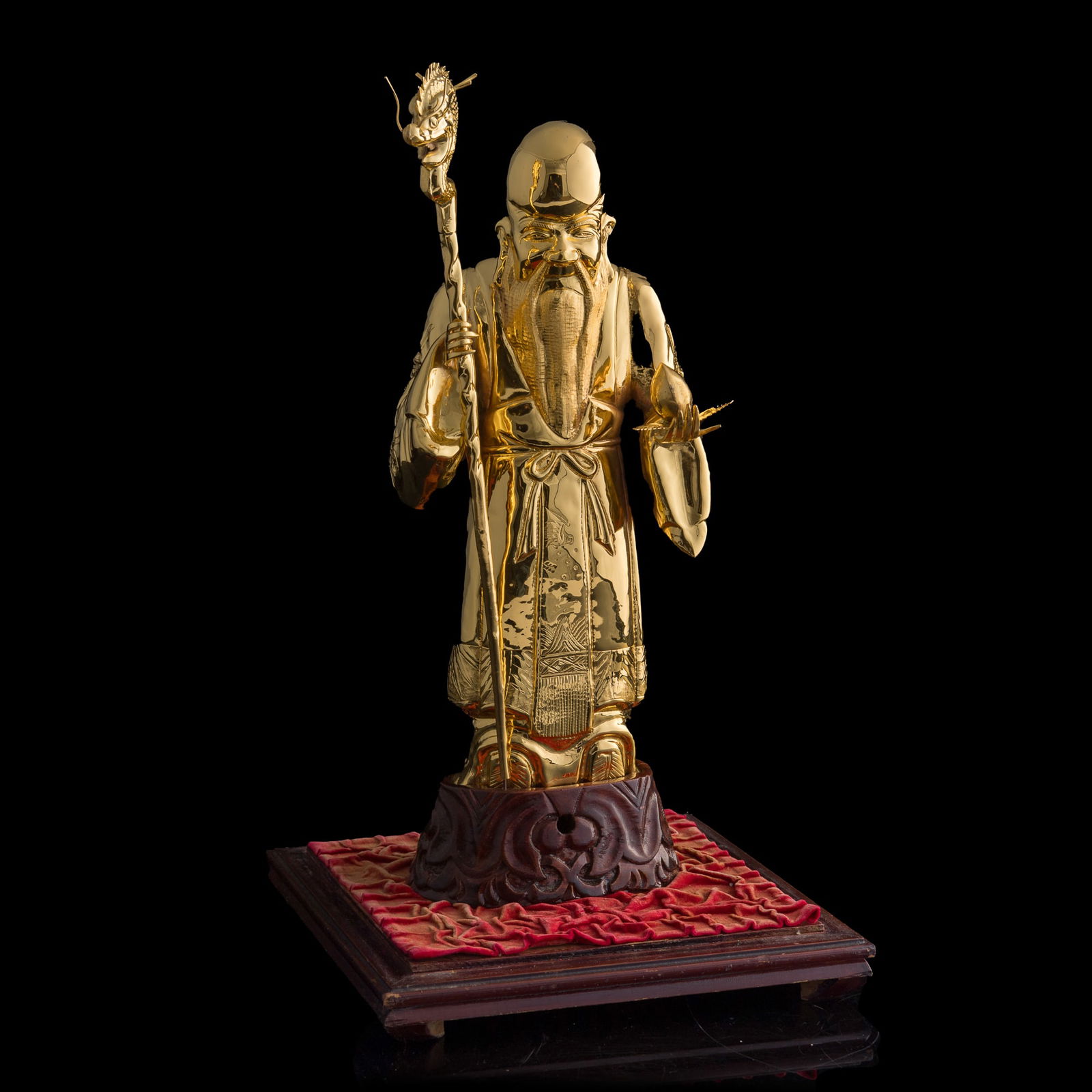 A Chinese gold-plated silver figure of Shouxing (1 of 9)