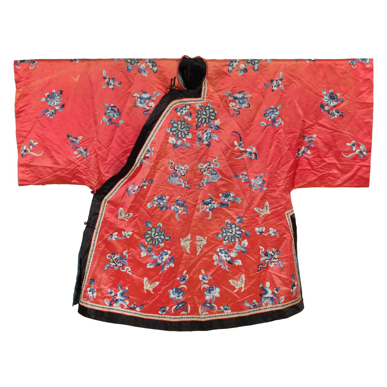 A Chinese red-ground embroidered lady's coat, 19th century (1 of 6)