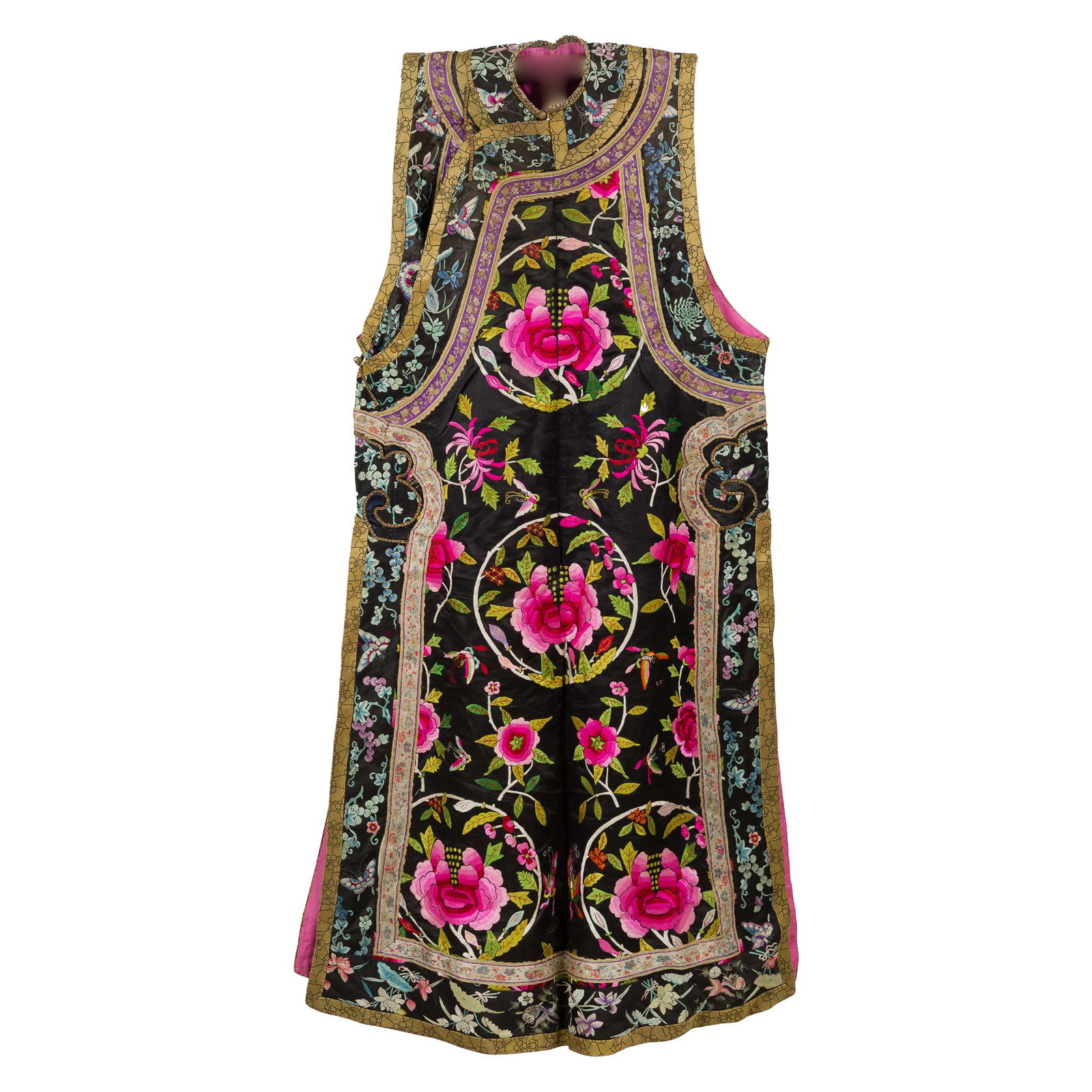 A Chinese black-ground embroidered lady's court robe (chaogua), 19th century (1 of 6)