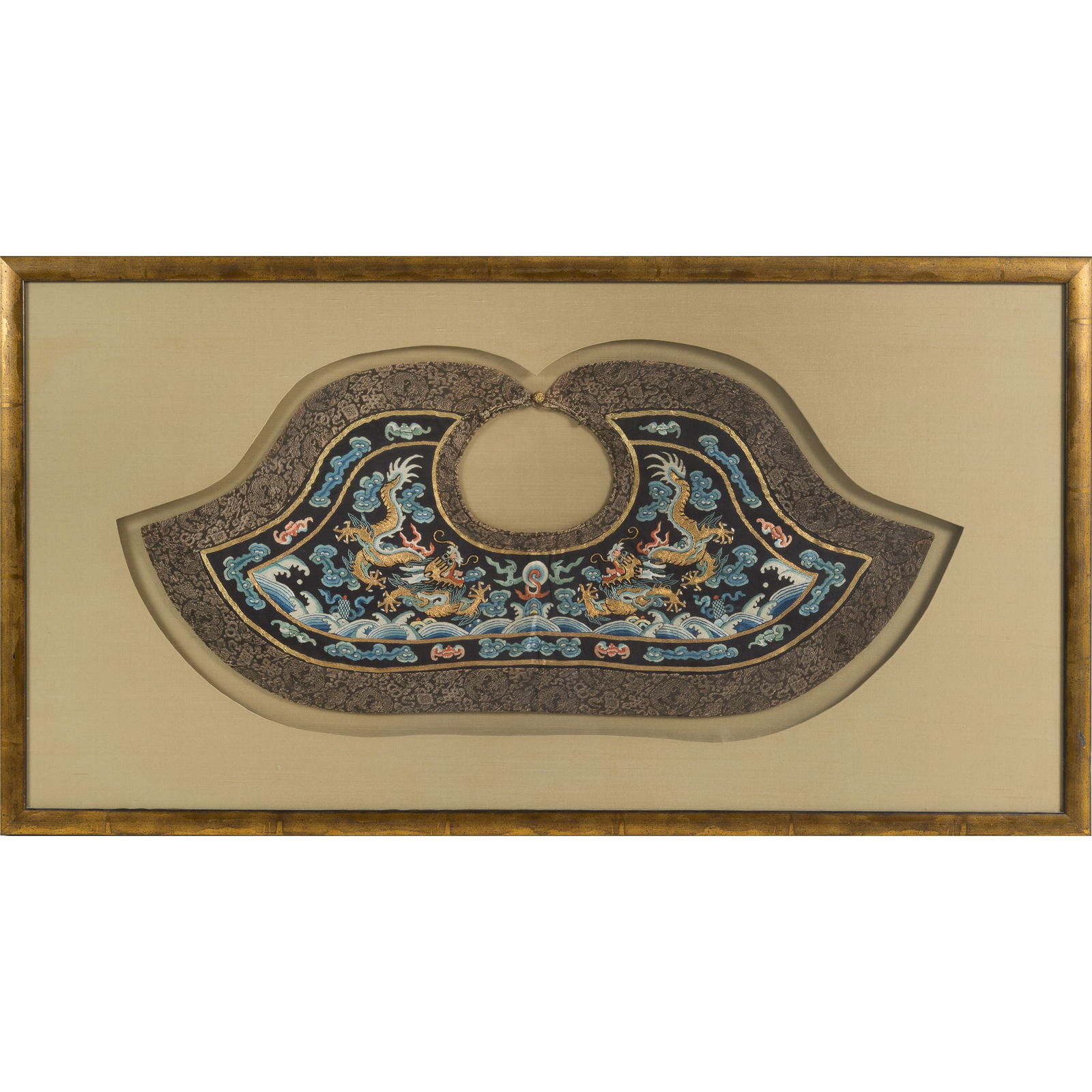 A Chinese embroidered 'cloud and dragon' jifu collar, early 19th century (1 of 6)