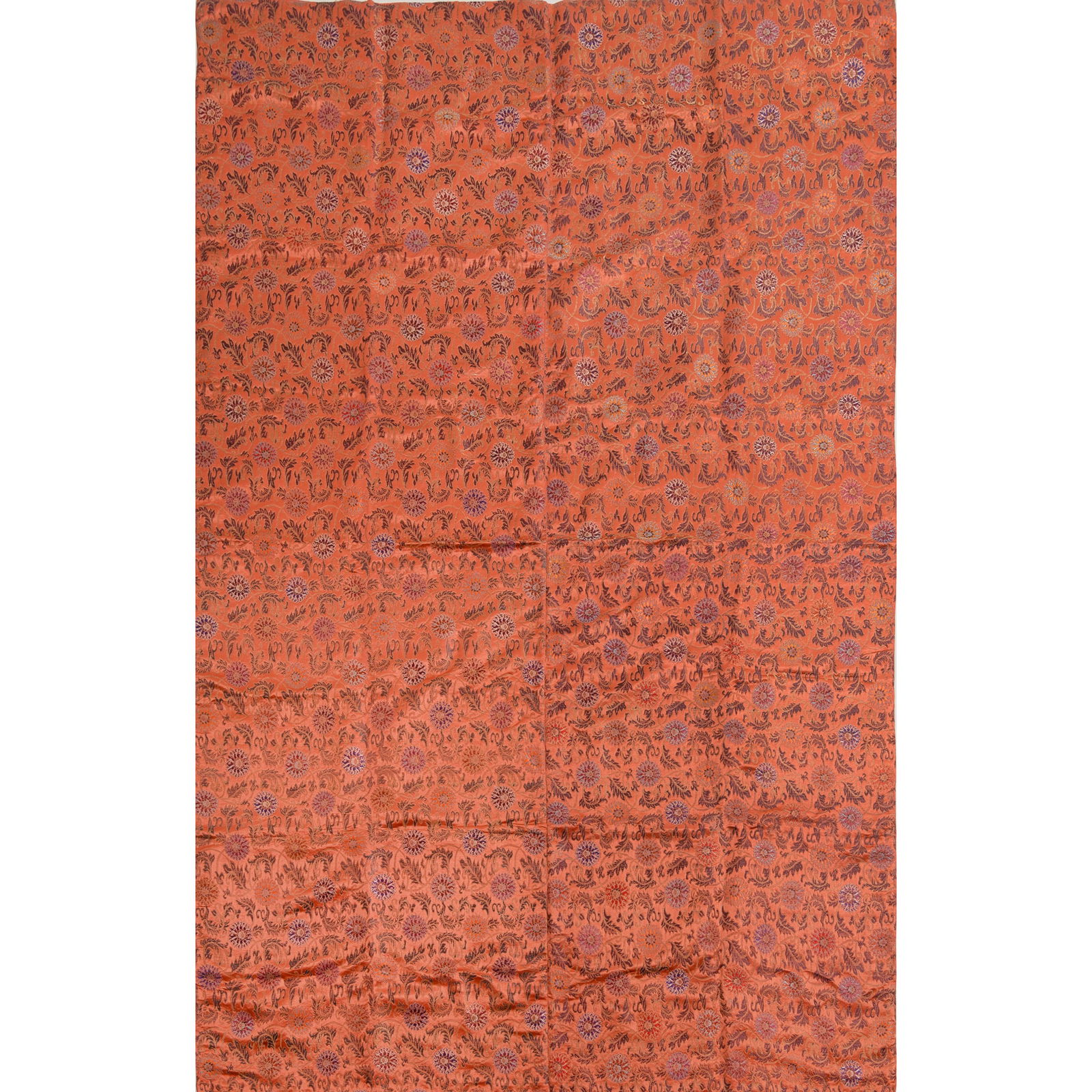 A Chinese red-ground brocade 'floral' panel, 19th century (1 of 5)