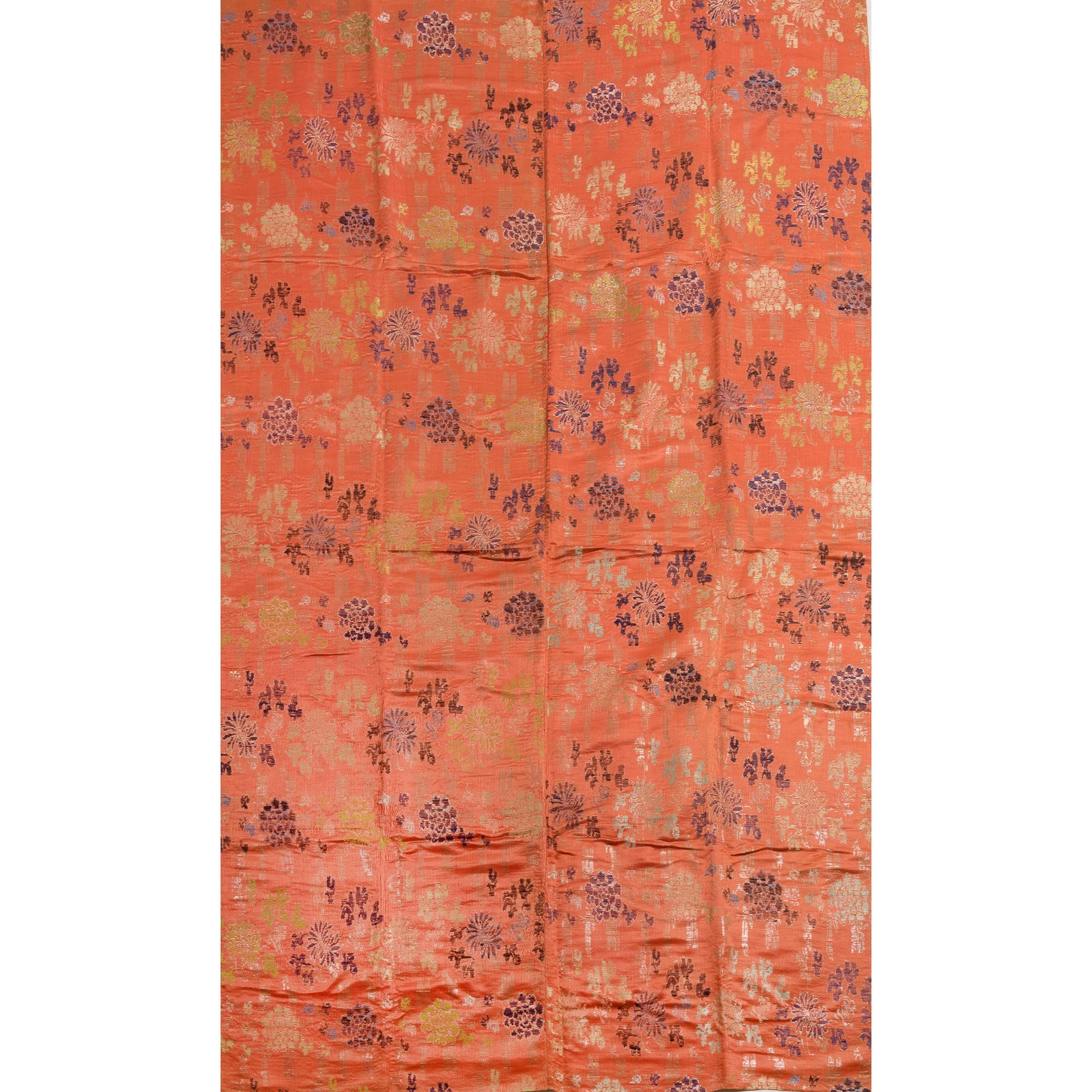 A Chinese red-ground brocade 'floral' panel, 19th century (1 of 5)