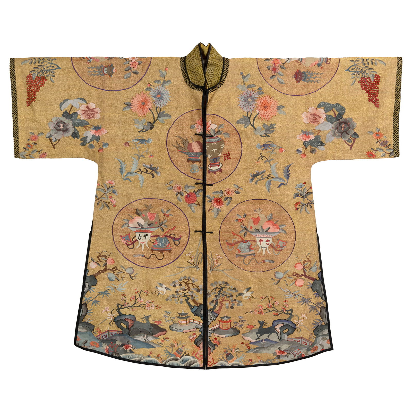 A Chinese kesi 'landscape' and 'bogu' coat, 19th century (1 of 8)