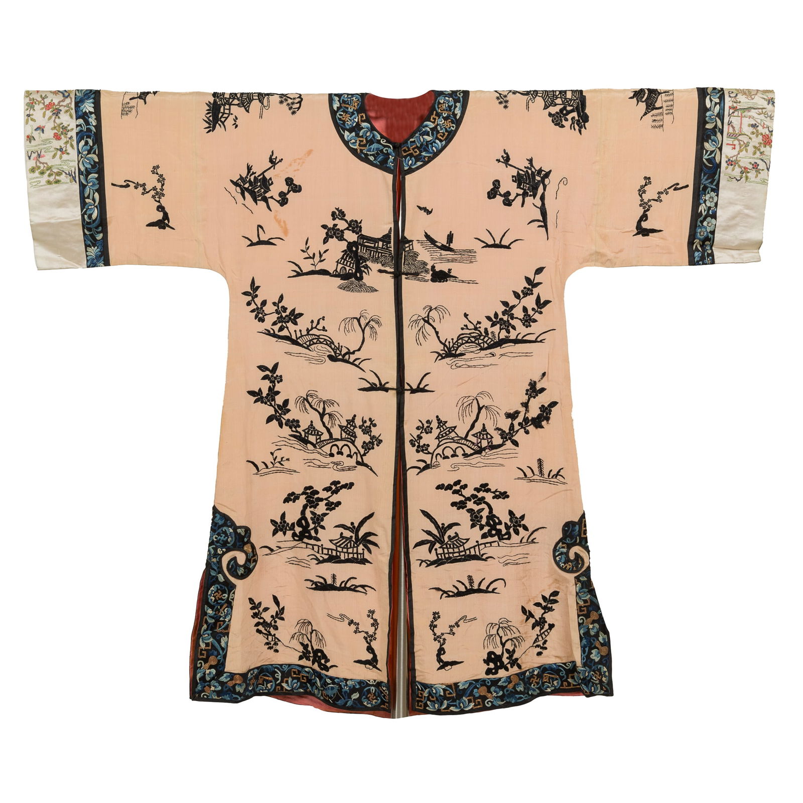 A Chinese embroidered 'landscape' lady's coat, 19th century (1 of 6)