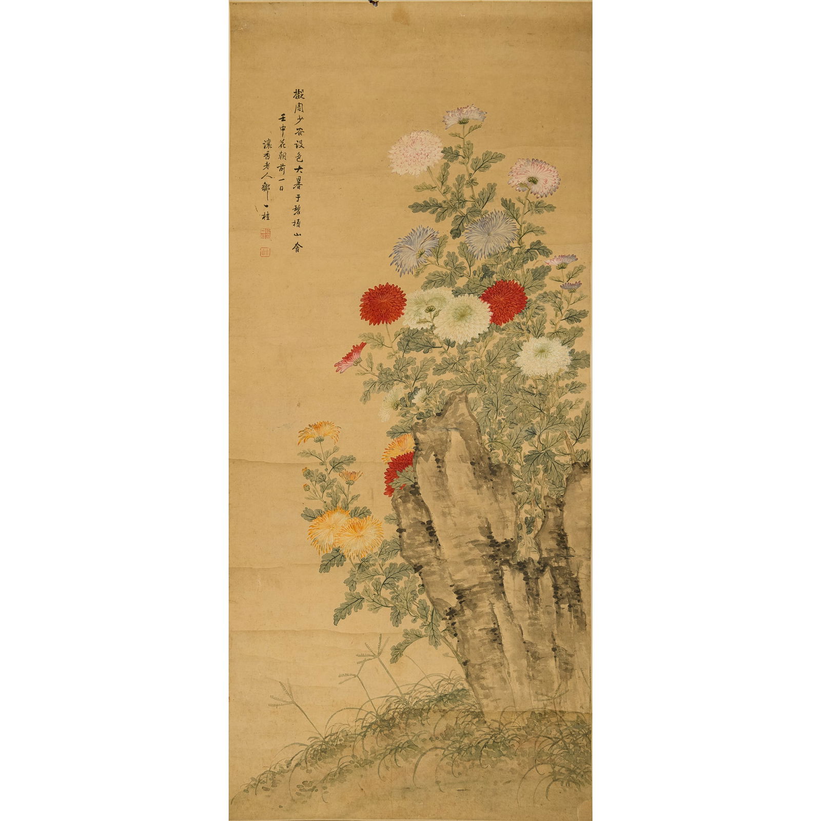 A Chinese 'flowers' and 'rocks' painting, by Zou Yigui (1686-1772) (1 of 6)