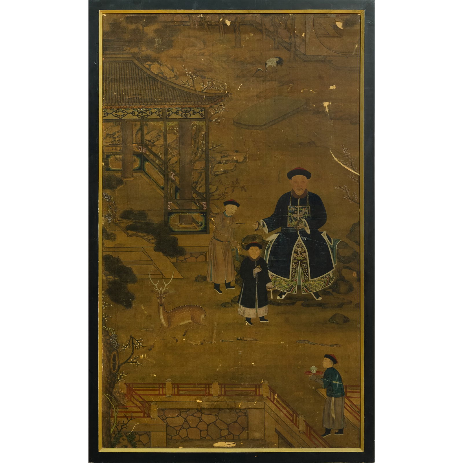 A Chinese 'figural' painting on silk, Qing dynasty (1 of 6)