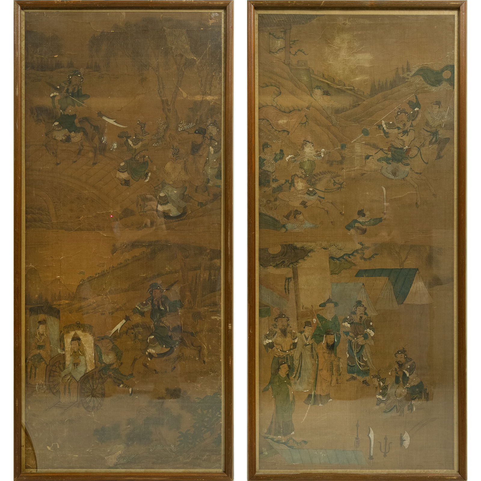 A pair of Chinese 'figural' paintings on silk, Qing dynasty (1 of 8)
