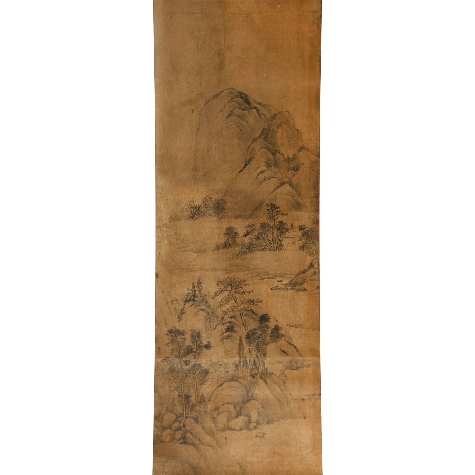 A Chinese landscape painting on silk (1 of 6)