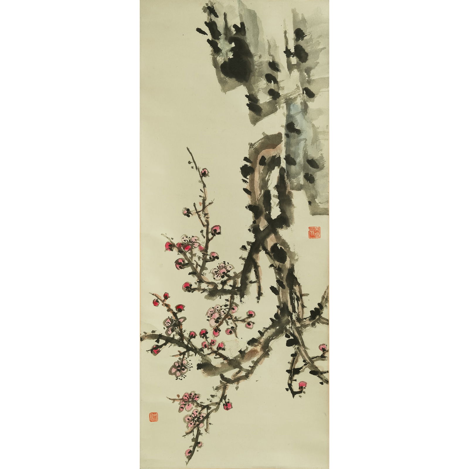 A Chinese painting of plum blossoms, by Guo Fenghui (1898-1973) (1 of 6)