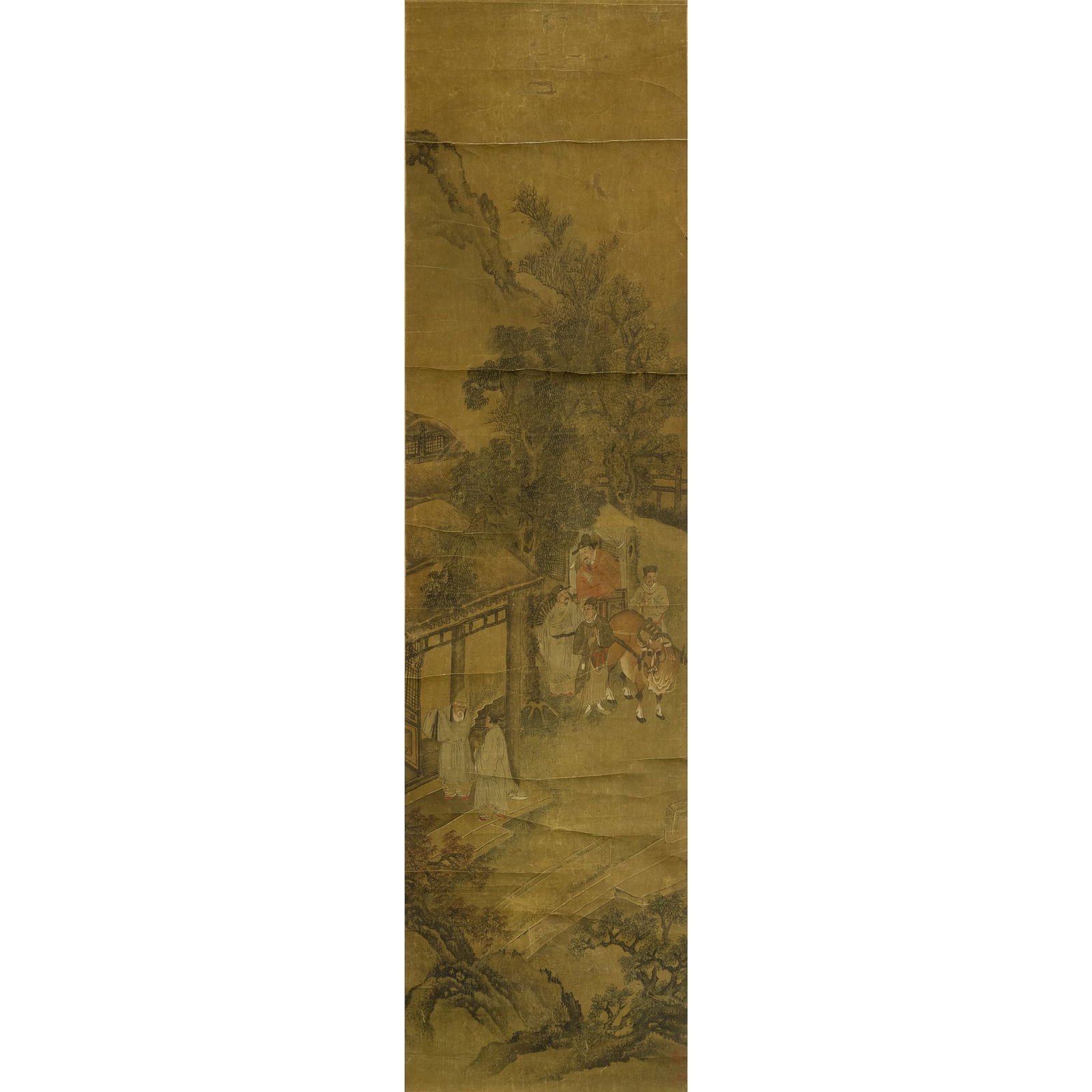 A Chinese 'landscape' and 'figure' painting on silk, Qing dynasty (1 of 5)